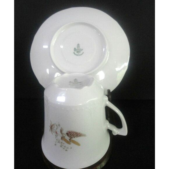 Winterling Coffee Cup Saucer Set Bavarian China Tea Schwarzenbach Wheat Germany - Picture 3 of 6